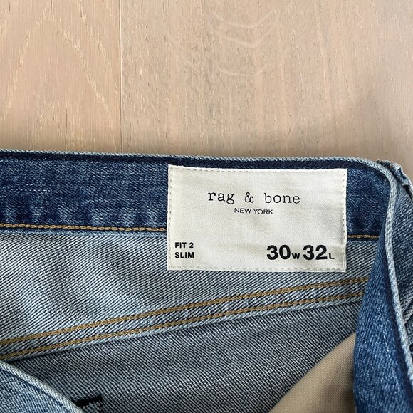 rag & bone Men's Slim Jeans in Light Blue - Picture 5 of 7